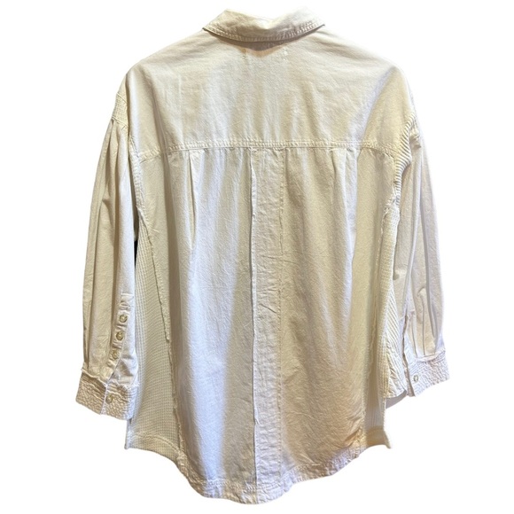 Free People We The Free Light Cream Button Oversized Shirt Size Small - Picture 9 of 15